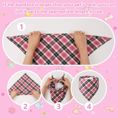 Aomig Bandana Hund Kopftücher Hunde Dreiecks Mode Halstuch Hundehalstuch klassisches Plaid Dreieckstuch Waschbare Hundehalstücher Geburtstag Hund für Kleine Mittel Große Hunde Katzen 50x50x70cm (Rot)