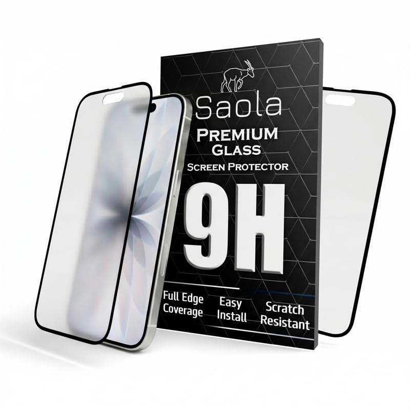 Image of Saola HD Matte Tempered Glass With 18H Hardness For Apple Iphone 17 (Pack Of 2) with Hassle-less Installation Kit. Full screen Coverage. 6.3 inch