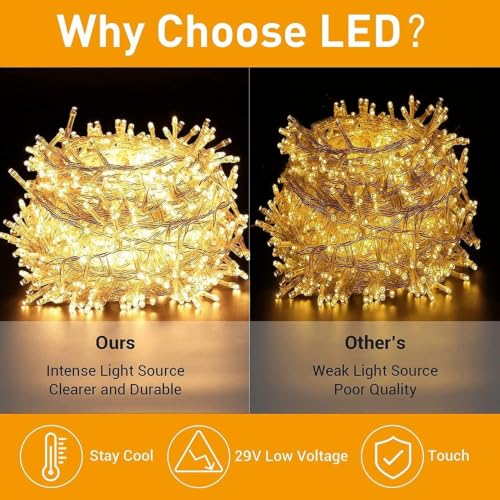 Image of One94Store LED Pixel String Light Pack of 10 - 36 Ft Copper Wire Fairy Lights, Bright Warm White Lights for Diwali Decoration, Home Decor, Pooja, Festival, Christmas, Wedding & Party Decoration