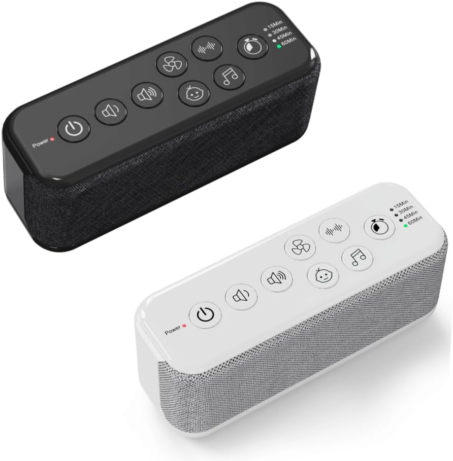 Raynic White Noise Machine, 42 Soothing Sounds Noise Machine, Rechargeable Battery Sound Machine with 8 Volumes, 5 Timers, Type-C Port, Headphone Jack