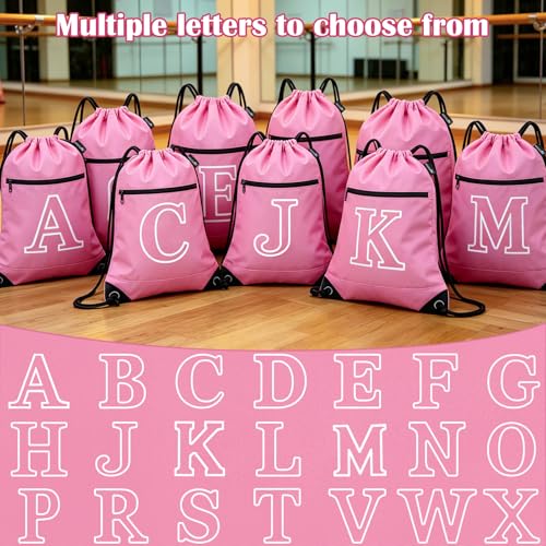 Image of HOLYLUCK Drawstring Bags Initial Backpack Sackpack Cinch Bags for Sports, Gym, Travel, Beach (Pink-K)