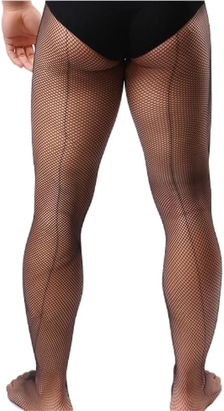 Manguo Mens See Through Fishnet Tight Leggings Stretchy Pantyhose Sissy Lingerie Sexy Stockings for Men - Image 6