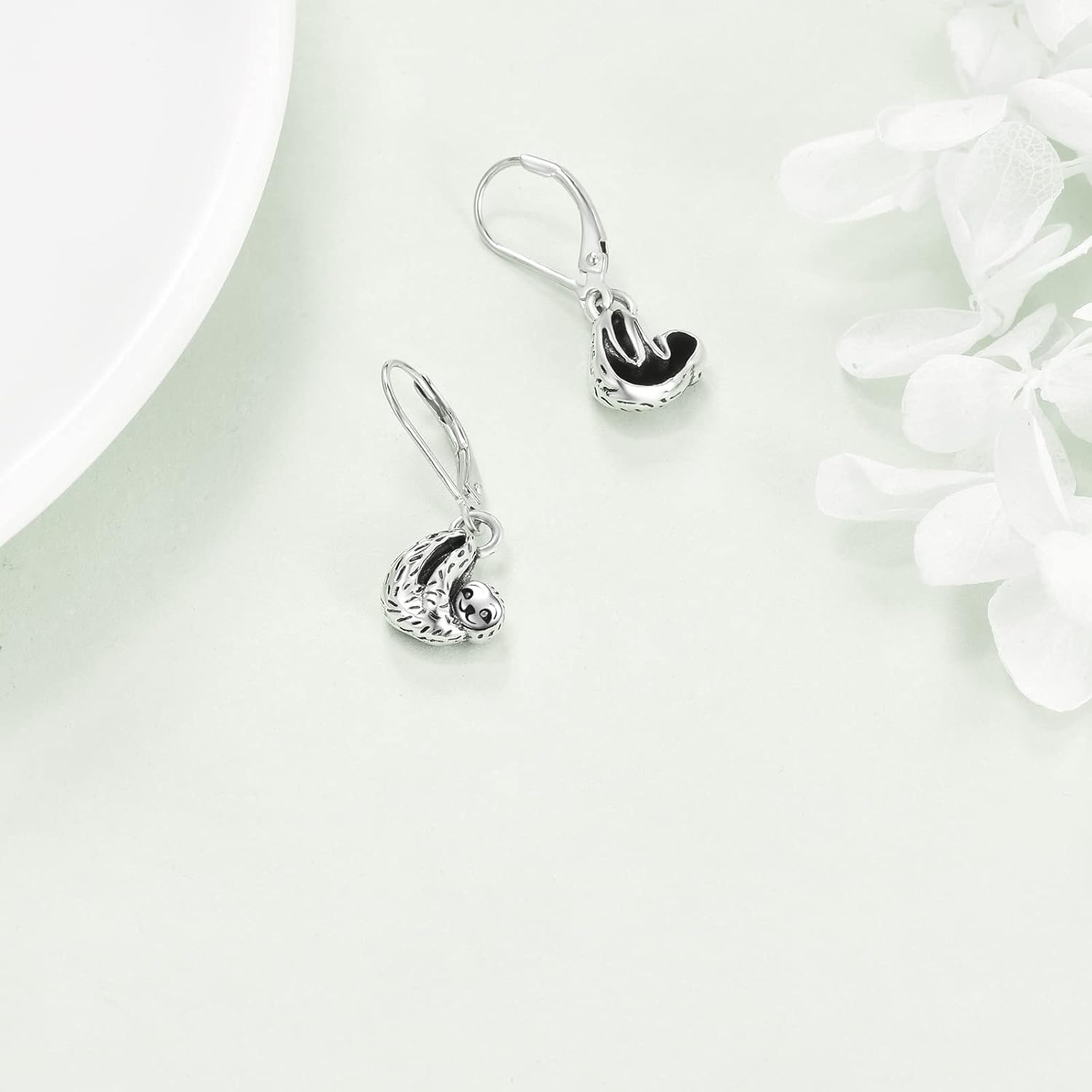YAFEINI Sloth Sterling Silver Earrings - Sloth Leverback Dangle Earrings for Women - Image 3