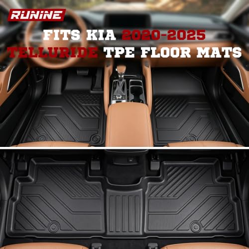 Image of Floor Mats for Kia Telluride 2020-2025(7 /8 Seat), All Weather Protection Custom Floor Mats Trunk Cargo and Car Windshield Cover Set for Kia Telluride Accessories,Car Floor Liners Set,5packs.