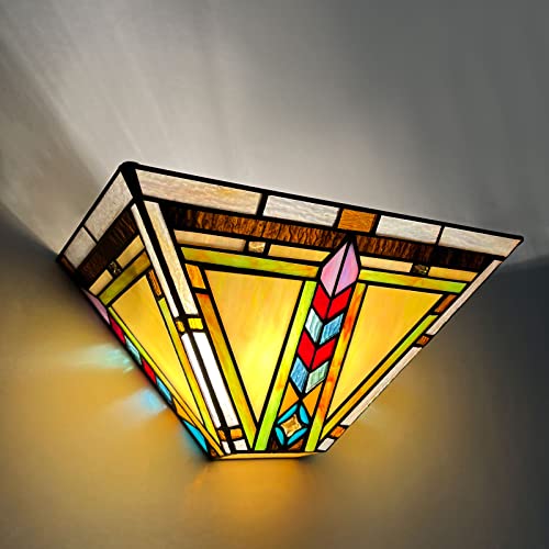 Image of Capulina Tiffany Lamp Firecracker Mission Stained Glass Wall Sconce 2-Light