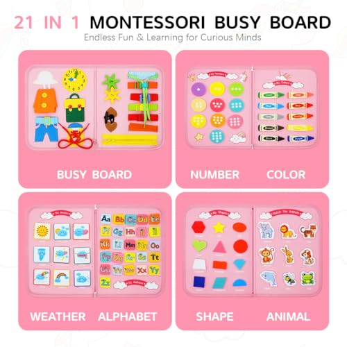 Image of PATPAT Busy Board for Toddlers 1 2 3 4 Years Old, Busy Book for Comprehensive Preschool Educational Playing