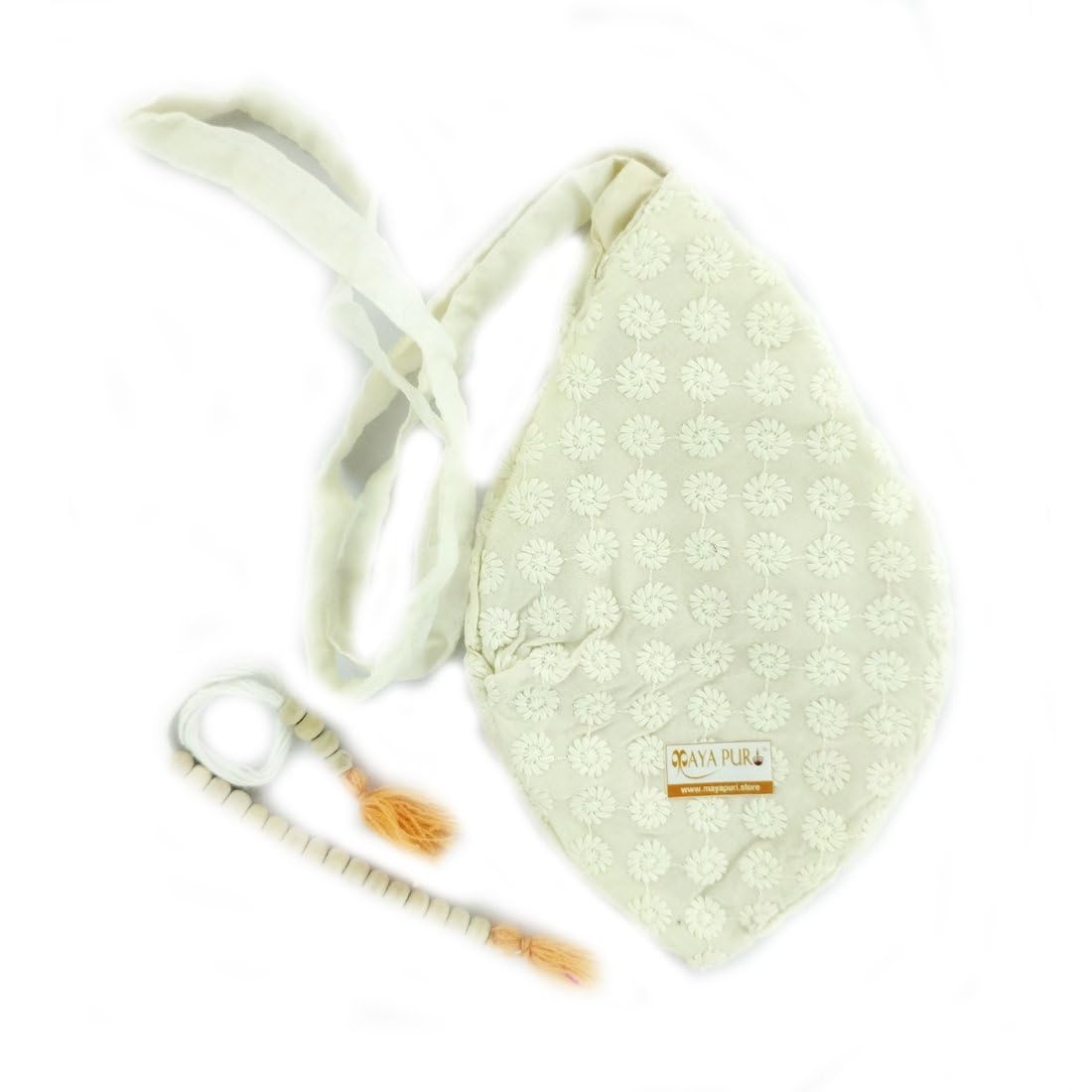 MAYAPURI Chikankari or Chikan Work (Embroidery) Japa Bag/Chanting Bag (Ecru Color) (B0CH6GMTQ6) Amazon Price History, Amazon Price Tracker