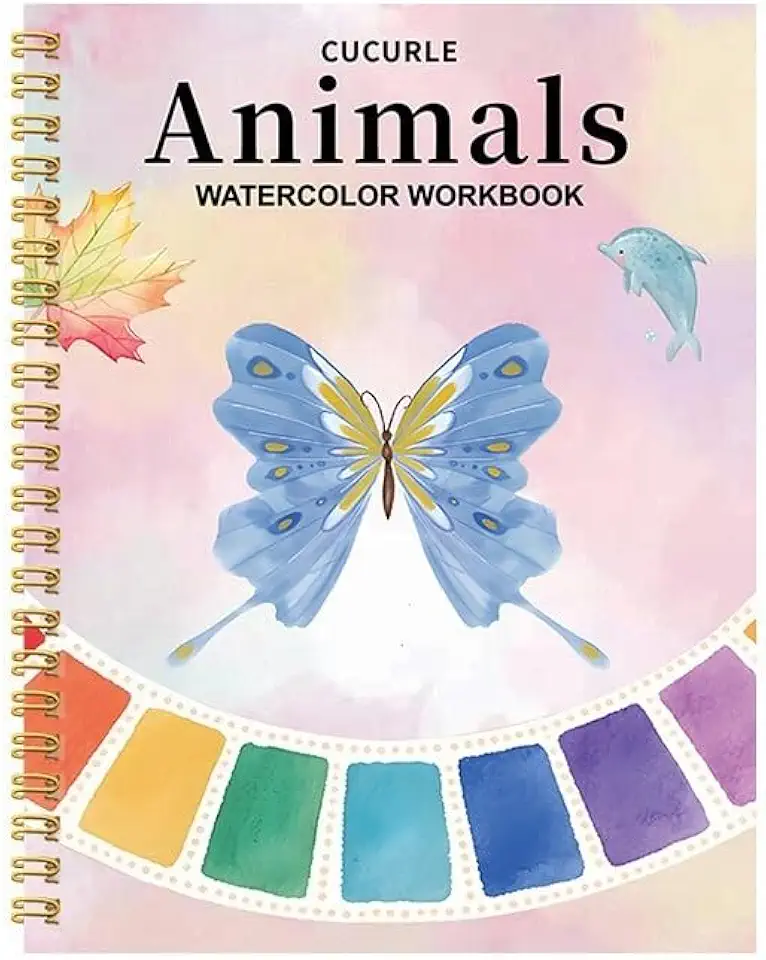 Livro de exercícios em aquarela para iniciantes, livro de colorir com água floral, fácil de pintar, lindo livro de trabalho em aquarela, presente para iniciantes (borboleta)