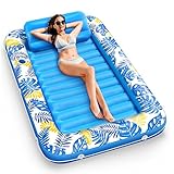 ZOOI Inflatable Pool Floats Adult Size, Suntan Tub, Pool Accessories Blow Up Raft Tanning Bed, for Swimming Pool Lounger with Pillow, Large