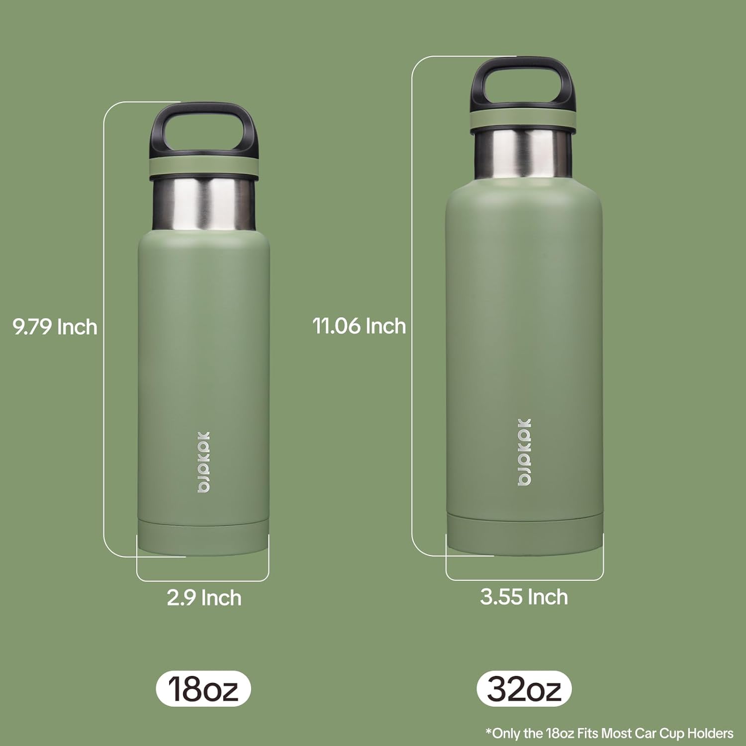 BJPKPK Insulated Water Bottle 32OZ Stainless Steel Water Bottle with Handle Double Walls Vacuum Insulated BPA Free Flask,Forest Green - Image 3