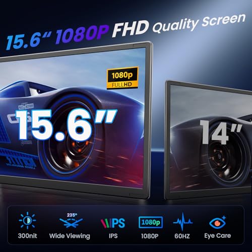 Image of 15.6 inch Laptop Screen Extender, 1080P FHD Laptop Monitor Extender, 235 Rotating Detachable Dual Monitor, Plug & Play Triple Screen for 13 inch-17.3 inch Laptops, Compatible with Mac /Windows /Android & Dex