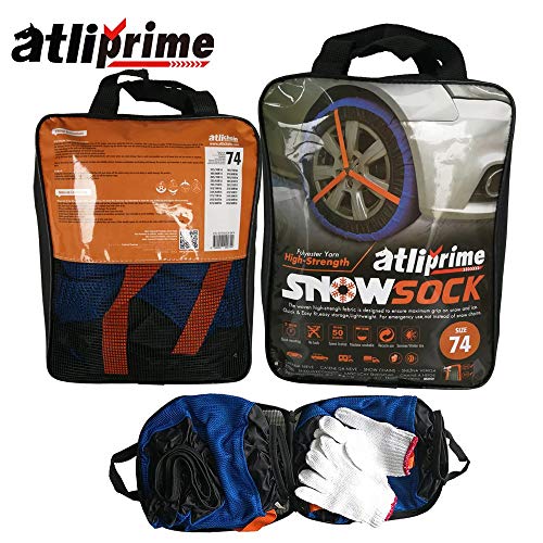 atliprime 2pcs Anti-Skid Safety Ice Mud Tires Snow Chains Auto Snow Chains Fabric Tire Chains Auto Snow Sock on Ice and Snowy Road (AT-SB79)