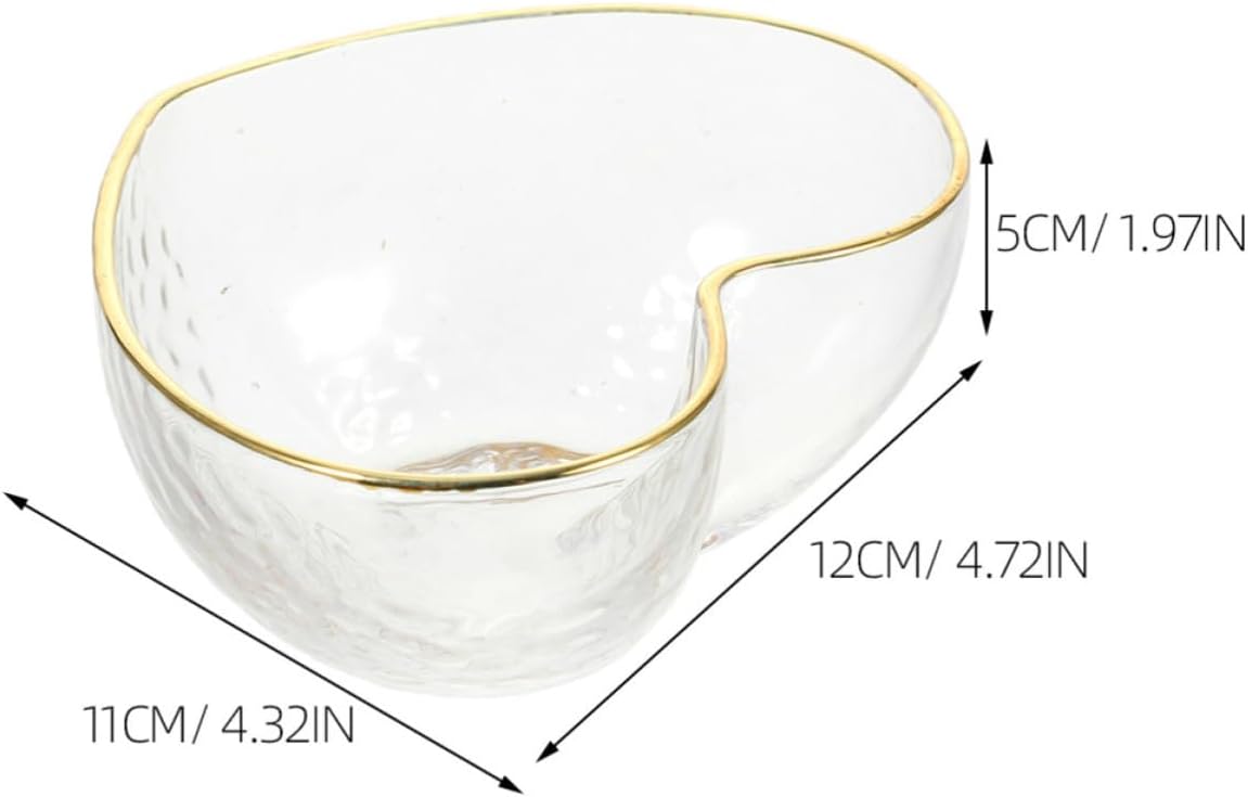 Heart Shaped Glass Bowl Crystal Centerpiece Bowl Heat-resistant Glass Snack Dish with Gold Rim for Weddings and Dining Table Elegant and Sophisticated Design