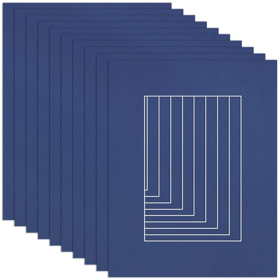 Procut Global 9x7" Blue Picture Mounts to Fit 6x4" Aperture - Precision Cut Cardboard Photo Mount - Ideal for Frames, Prints, Artwork & Certificates - Sizes & Colours Available - 10 Pack
