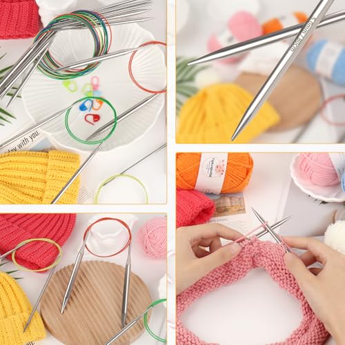 Coopay 5mm Circular Knitting Needles 80cm Long, Metal Circular Needles with Flexible Cable, Round Knitting Needles for Large Project, Fixed Cable Circle Knitting Pins for Blanket, Scarf, Hats - Image 5