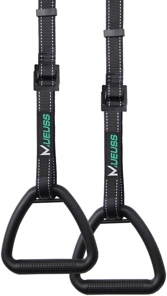 MUEUSS Children Playing Gym Rings Trapeze Swing Play Set Ring for Kids Gymnastic Rings with Adjustable Straps