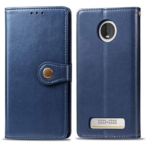 Étui antichoc Moto Z4 en cuir bleu pour éviter les chutes