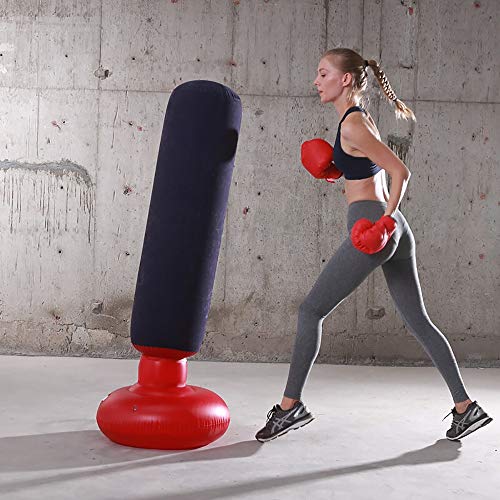 ERWEF Thickened Version of Inflatable Sandbags/Pressure Relief/Velvet Tumbler/With Pump/Height: 155 Cm/For Speed Boxing Training/Red (Color : C)