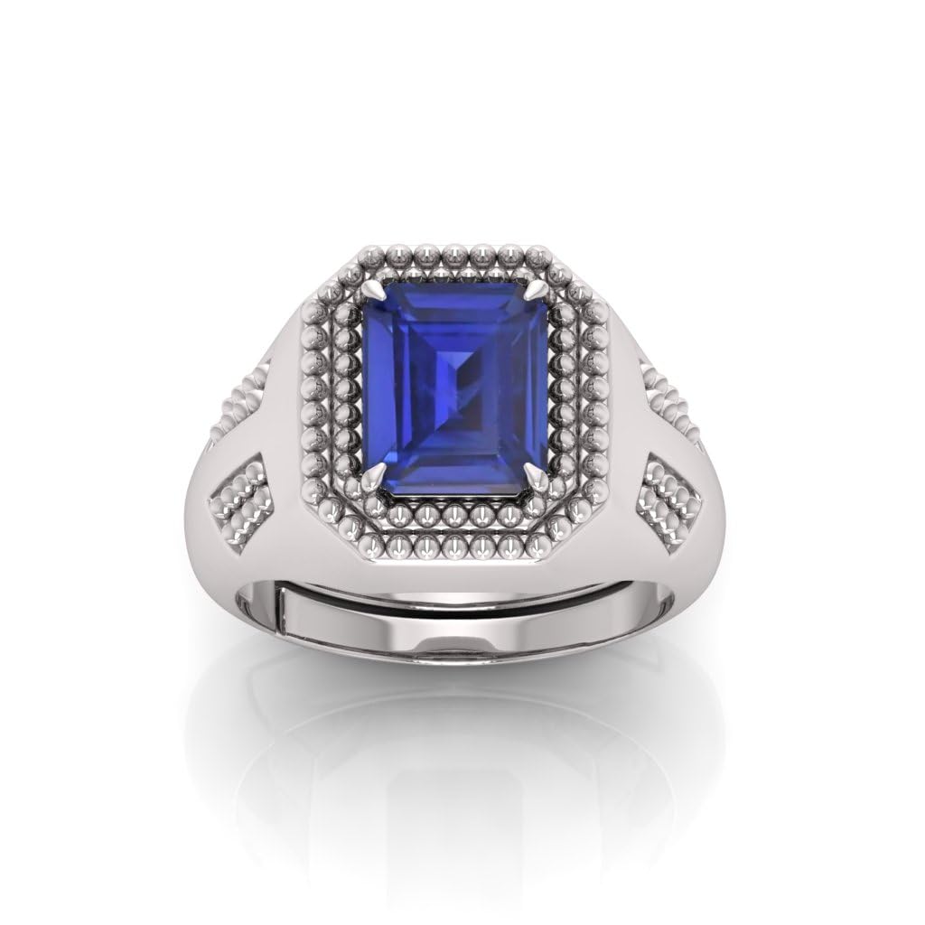 Bague en plaqué argent saphir bleu naturel AAA++ mixte - 3