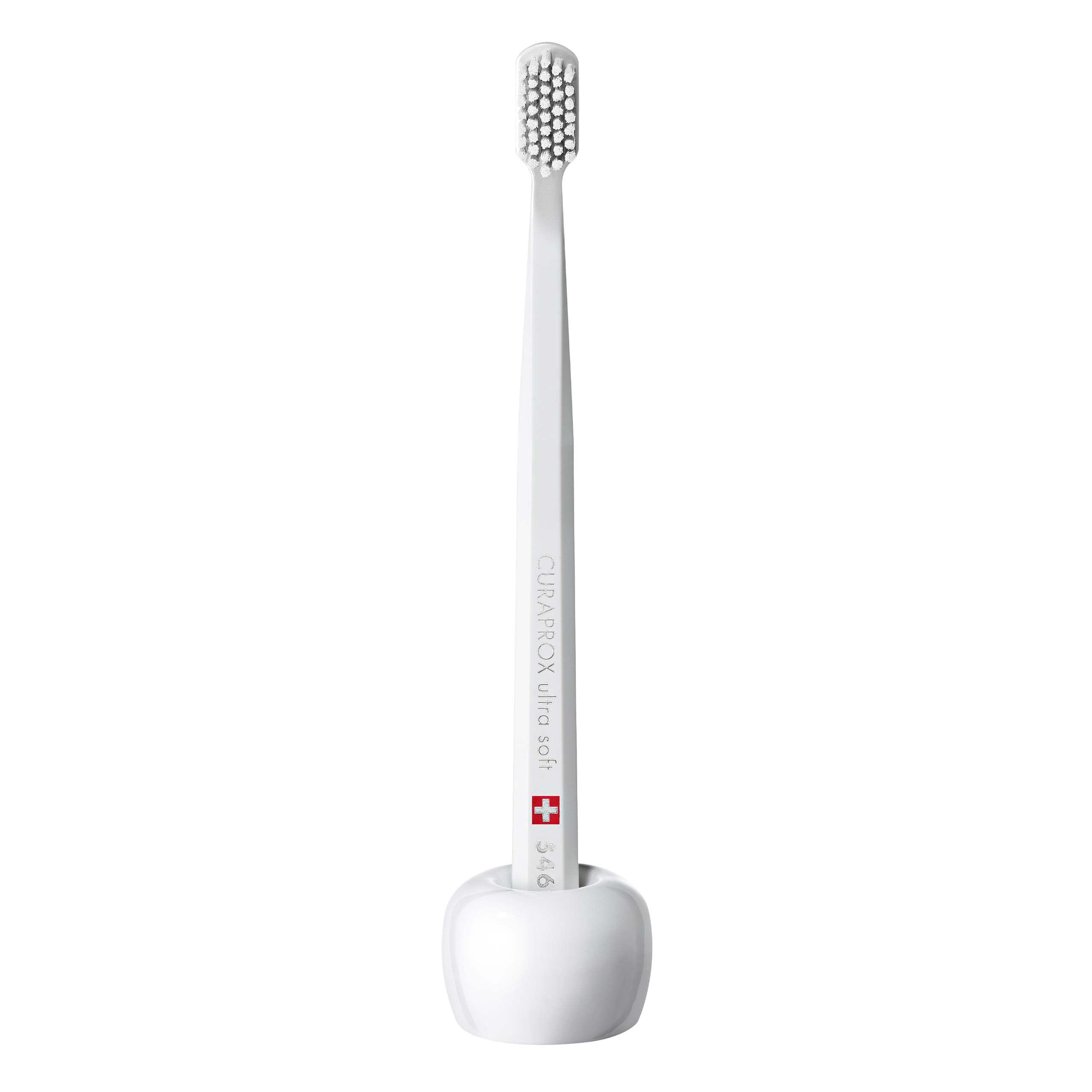 Curaprox Toothbrush Holder - Ceramic Stand for Manual & Electric Toothbrushes, White, 1 stück (1er Pack)