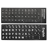 English & German Keyboard Stickers, 2 Pack Universal Keyboard Replacement Cover Frosted for Notebook Computer, Black Background White Lettering