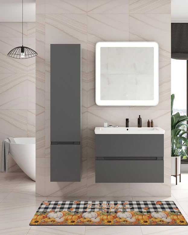 Miniatura 2 de Tapete de baño de calabaza de Acción de Gracias para bañera, antideslizante, de secado rápido y absorbente, tierra de diatomeas, para ducha,