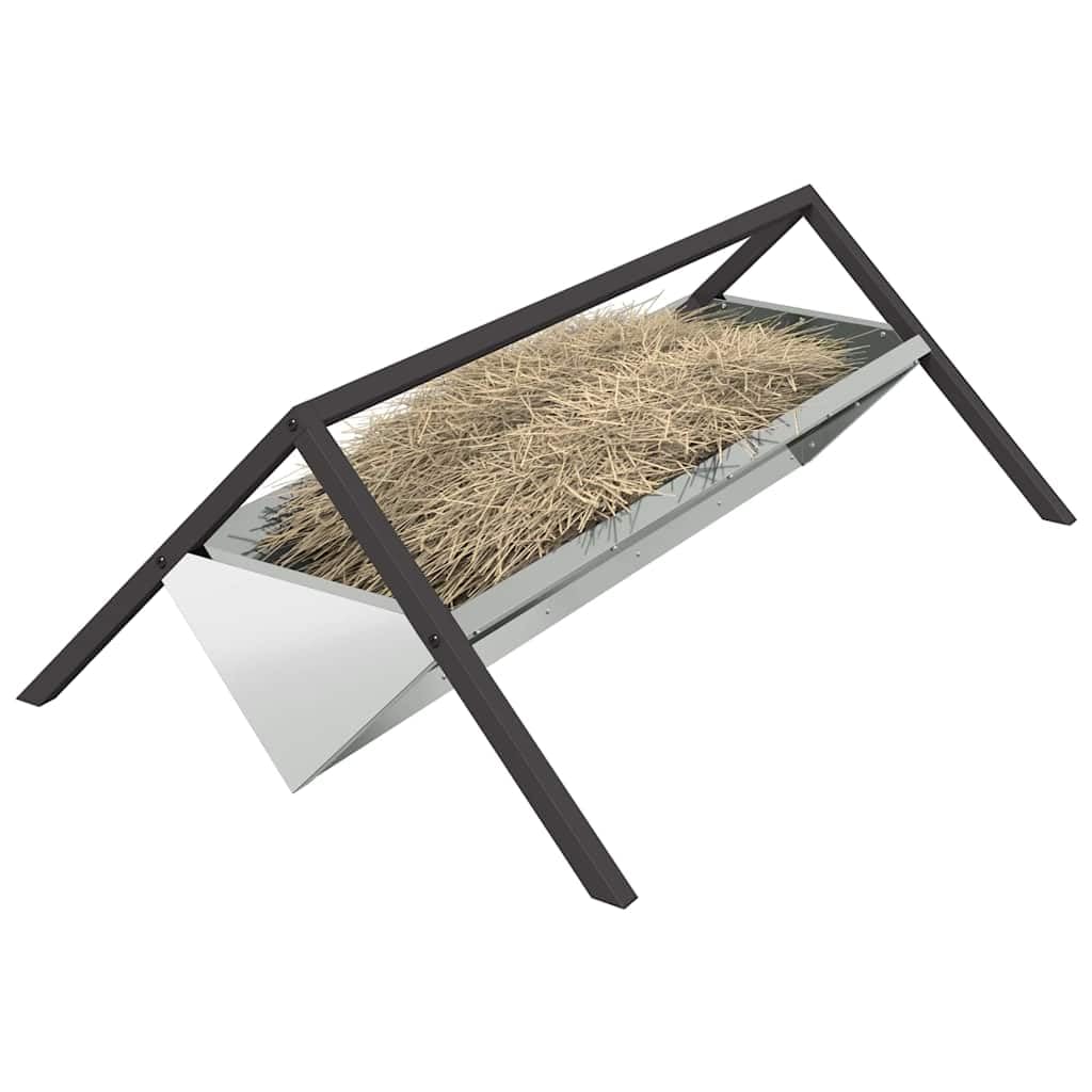 Mangloder - Comedero para animales de granja, acero galvanizado, color plata, 111 x 76 x 38 cm, resistente a la intemperie y al agua, capacidad de 10 kg, para ganado, oveja, cabra, interior y exterior