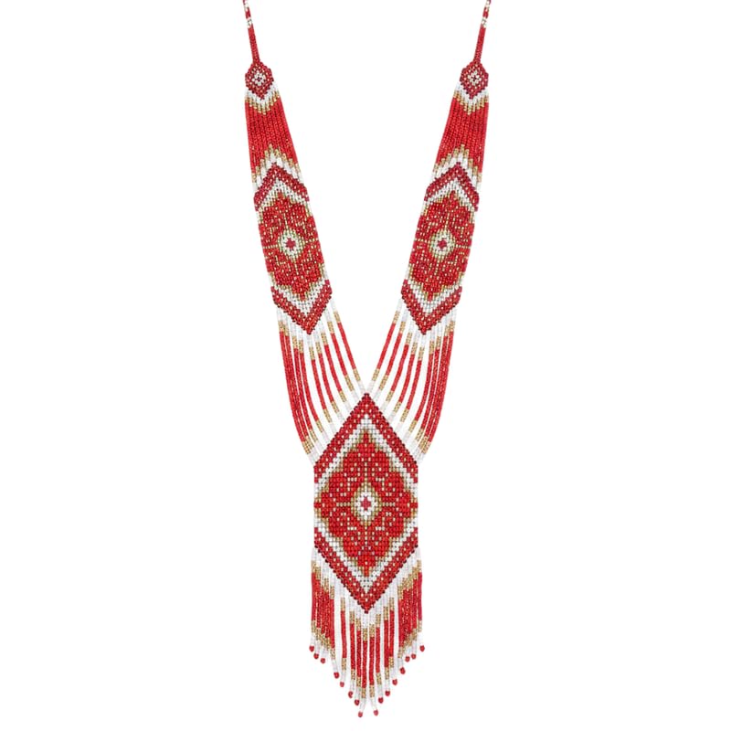 Collier Gerdan ukrainien en perles fait main et mosaïque géométrique
