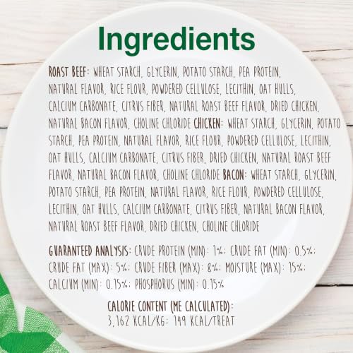 Image of Nylabone Healthy Edibles Dog Treats, Roast Beef & Chicken Flavor, 12 Count | Natural dog chew bones, made in USA, highly digestible, vet recommended, long lasting chews for small dogs up to 25 lbs