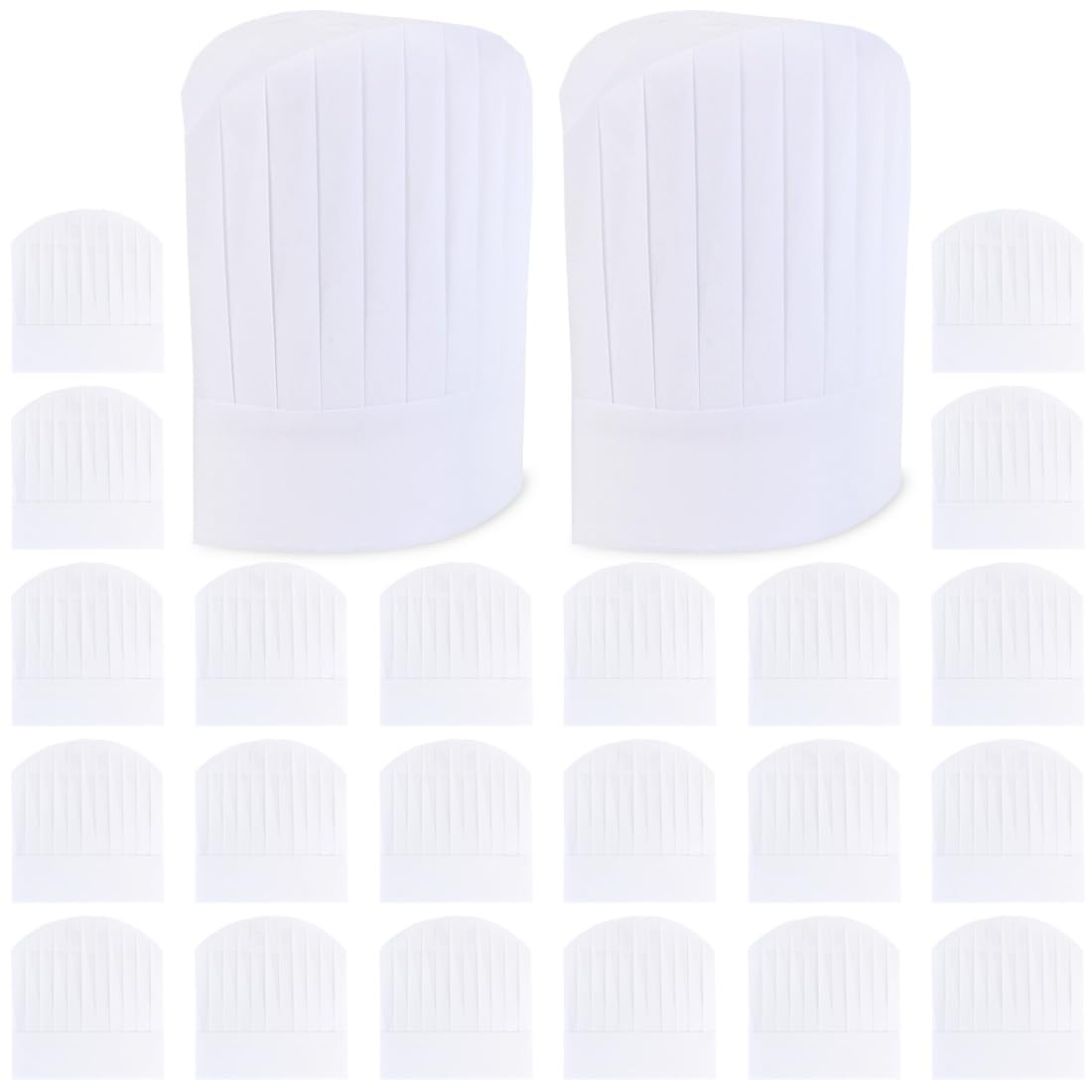 Yeios Paquete de 24 sombreros de chef altos, desechables, ajustables, sombreros de panadería para adultos, panadero, cocina, cocinero, gorra de chef de 11.8 pulgadas de alto, color blanco