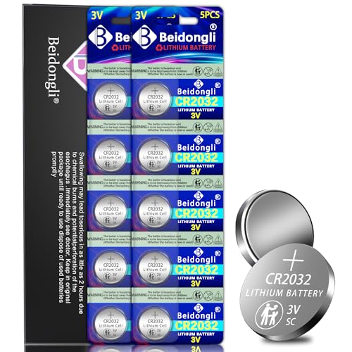 CR2032 Battery 3V Lithium Batteries Coin Button Cell 10 Count 【5-Year Warranty】