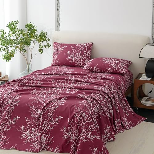Spirit Linen Home 4PC-SHT-KI-BURGUNDY-2 King Size Sheets Set - Pure Microfiber 4 Piece Polyester Bed Sheets, Fitted Sheet & Pillow Cases - King Sheets For All Seasons cover