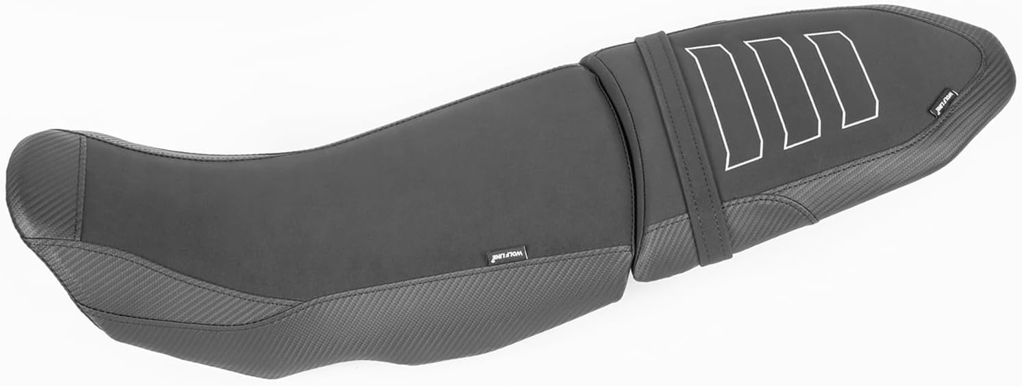 Motorcycle Leather Front Rider Saddle Solo Rear Passenger Seat Cushion Pillion Pad Compatible with Tenere 700 2019 2020 2021 2022 2023 2024, Black