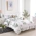 YMY Lightweight Microfiber Bedding Duvet Cover Set, Floral Printing Pattern (Green, Queen)