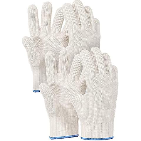 Heat Resistant Gloves Oven Gloves Heat Resistant with Fingers Oven Mitts Kitchen Pot Holders Cotton Gloves Kitchen Gloves Double Oven Gloves with Fingers White 2 Pairs Cover