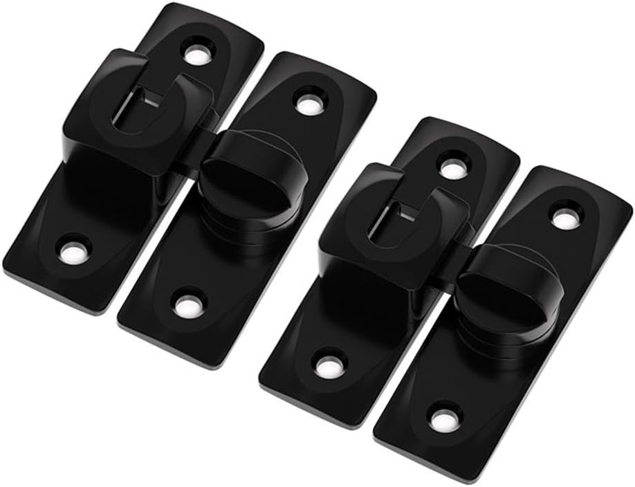 Aluminum Door Lock Sliding and Bathroom Doors | 360° Anti-Theft Rotation Mechanism | Install Latch Bolt with Positioning Pin | 2 Pack(Black)