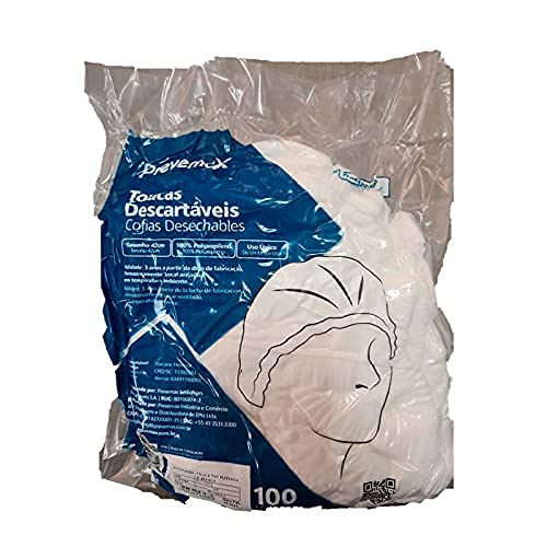 Touca Descartável Tnt Branca com selo Anvisa 100 Unidades (Branco)