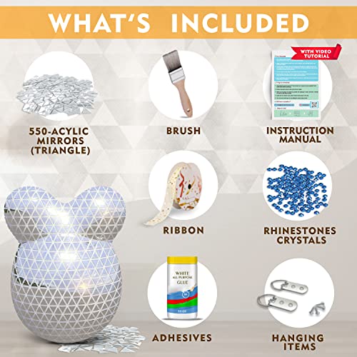 Crawl Story Belly Casting Kit for Pregnant Women | DIY Keepsake with Plaster Cloth Roll, 550 Acrylic Mirrors, Rhinestone Crystals & Hanging Hardware | Baby Shower Gift, Silver Mirror Casting Kit