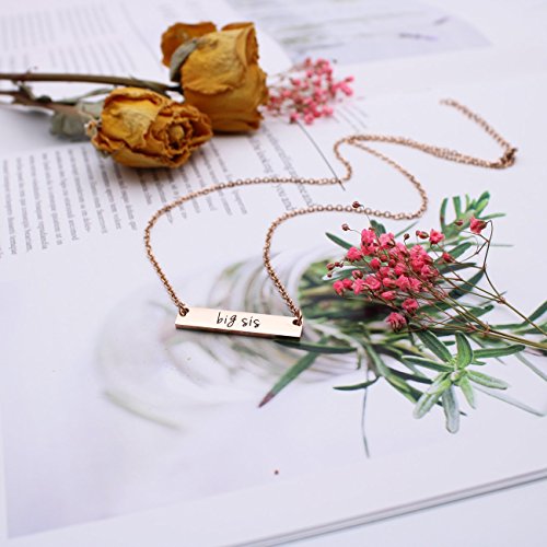 JJTZX Sister Bar Necklace Set Lil Sis & Big Sis Hand Stamped Bar Necklace New Big Sister Gift3