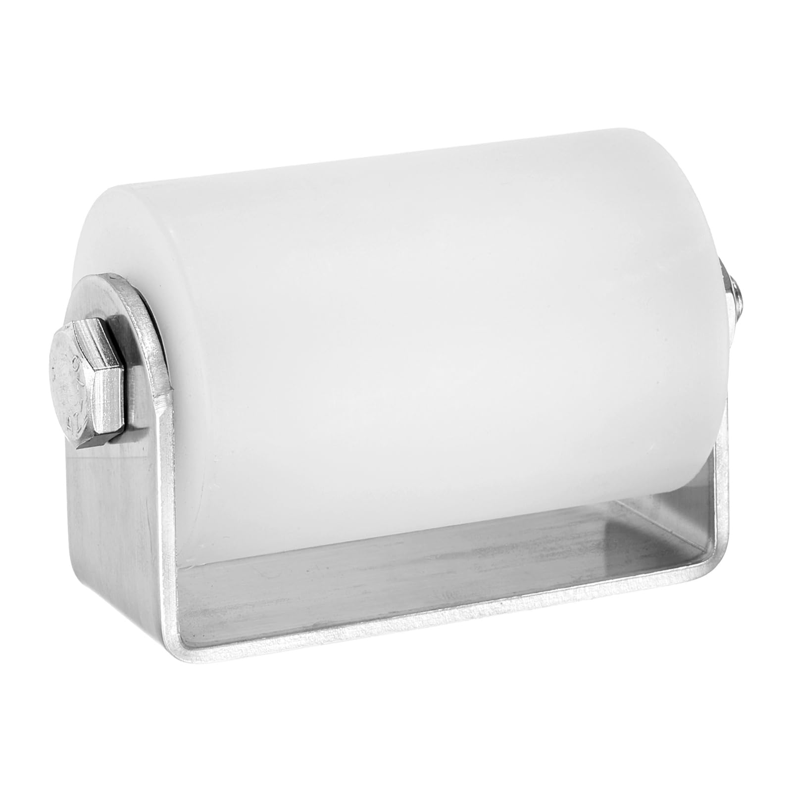 sourcing map Slide Gate Guide Roller, 80mm Nylon Sliding Gate Guider with C Post Welded Bracket, Ball Bearing Side Roller Assembly Screw Tightening for Sliding Door 55mm Dia, White