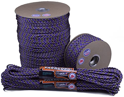 Bored Paracord - 1', 10', 25', 50', 100' Hanks & 250', 1000' Spools of Parachute 550 Cord Type III 7 Strand Paracord Well Over 300 Colors - PB&J - 1 Foot