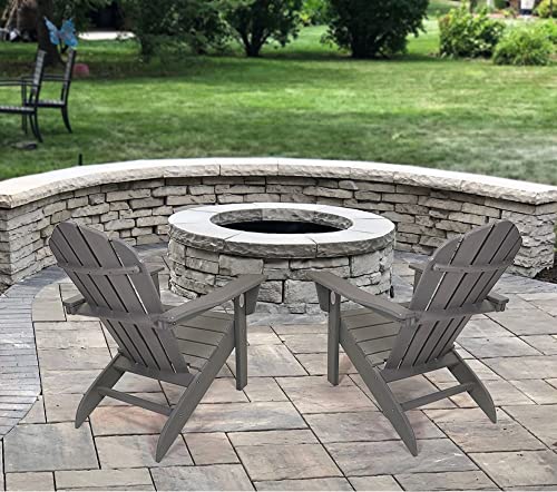 Resin Teak Essential Adirondack Chair, Premium All Weather Outdoor Patio Furniture, 20 Inch Wide Seat, Up To 350 Lbs, Outdoor Patio Chairs For Deck, Porch, Poolside, & Backyard (Grey) #TOP3