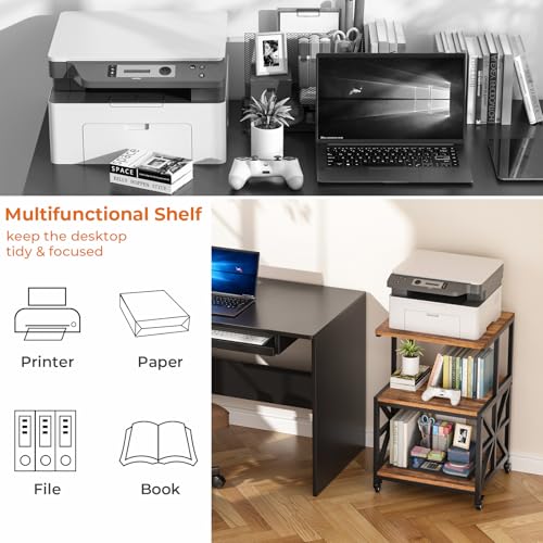 Image of GreenForest Printer Stand with Lockable Wheels, Heavy Duty Printer Table