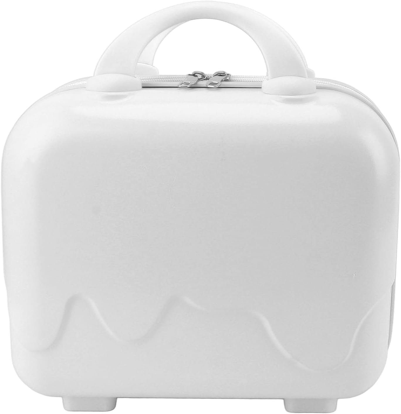 AYNEFY Hard Shell Cosmetic Case, 14 Inch Portable Makeup Travel Case Hand Luggage Pressure proof Carrying Mini Suitcase with Elastic Band Small Carry On Travel Bag for Women (Cream White)
