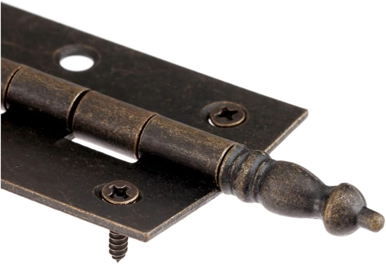 2pcs Hinges, Door Hinges, Folded Hinge in Zinc Alloy, Antique Furniture Hinge, 6 Hole Jewelry Box Decorative Hinge. Hinges, Brown