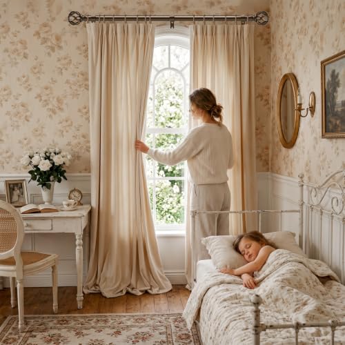 TVWOO Bronze Decorative Farmhouse Curtain Rods:66-120Inch Adjustable Heavy Duty Single Window Curtain Rod for Bedroom Living Room,Bronze Boho Rustic Drapery Rods with Vintage Twist Finial Easy Install by TVWOO - Used condition - Image 6