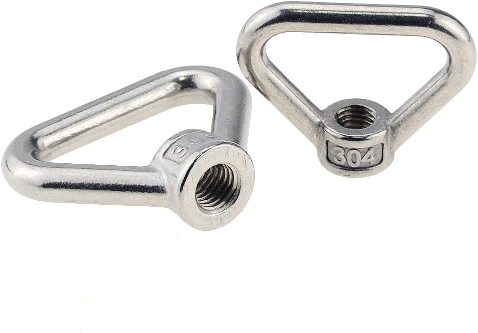 Wing Nuts,Hand Nuts,1pcs 304 Stainless Steel Lifting Eye Nut Ring Nut Thread Triangle Rings Wing Nuts (Color : M10)
