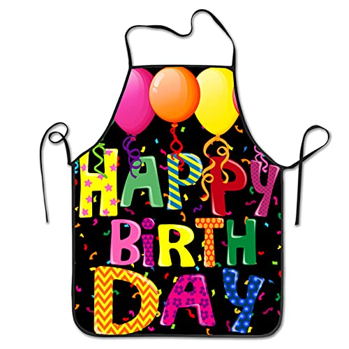 Antvinoler Happy Birthday Kitchen Apron Happy Birthday Bib Aprons Women Men Professional Chef Aprons With Extra Long Ties, Waterdrop Resistant Waiter Hostess Apron For Holidays Grill #TOP11