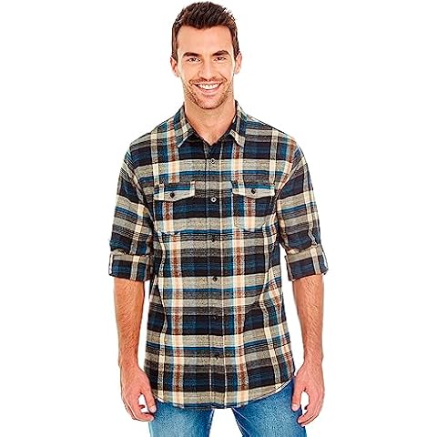 Burnside Men's 8210 Yarn-Dyed Long Sleeve Flannel Shirt (Large, Dark Khaki) Cover