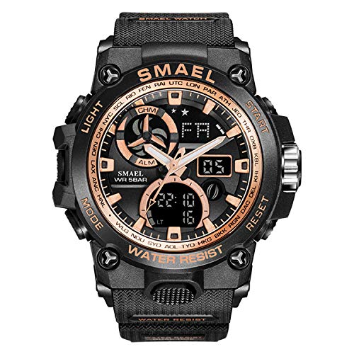 Relojes para Hombre Militar Sport Sport Watch 50m Relojes De Pulsera Impermeables (BlackRoseGold)